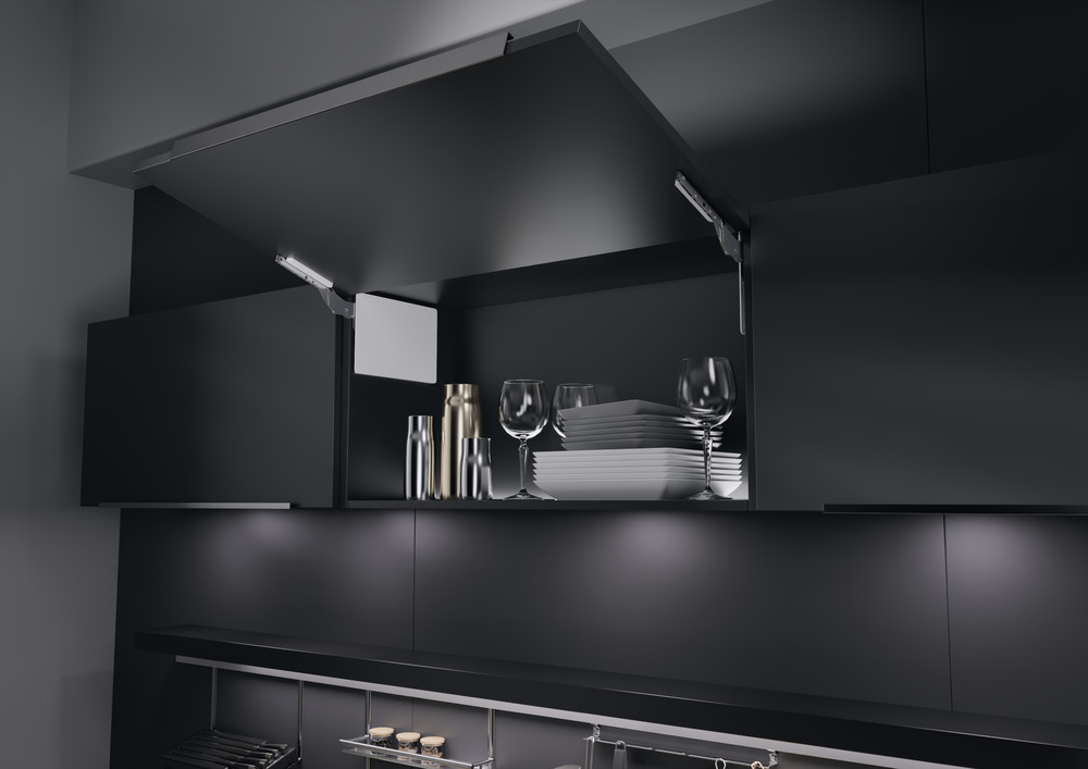 Полный комплект подъемного механизма ФриСлим ФЛАП c толкателем PTO тип I для накладного монтажа, цвет БЕЛЫЙ Kessebohmer | официальный магазин